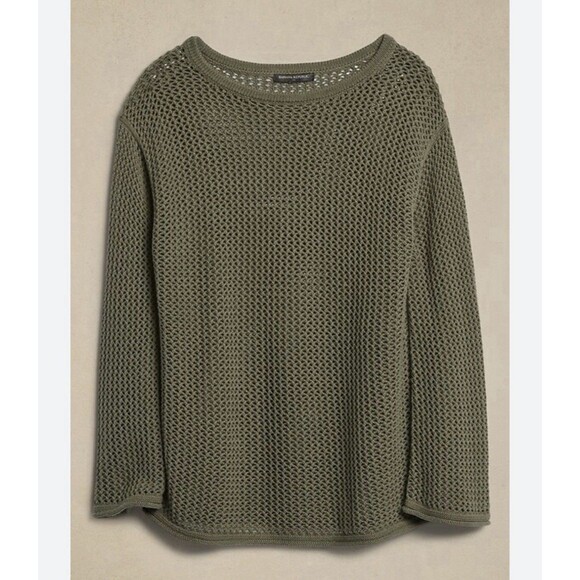 Banana Republic Sweaters - Banana Republic Women’s Open Stitch Knit Sweater Vegan Green Size Medium
